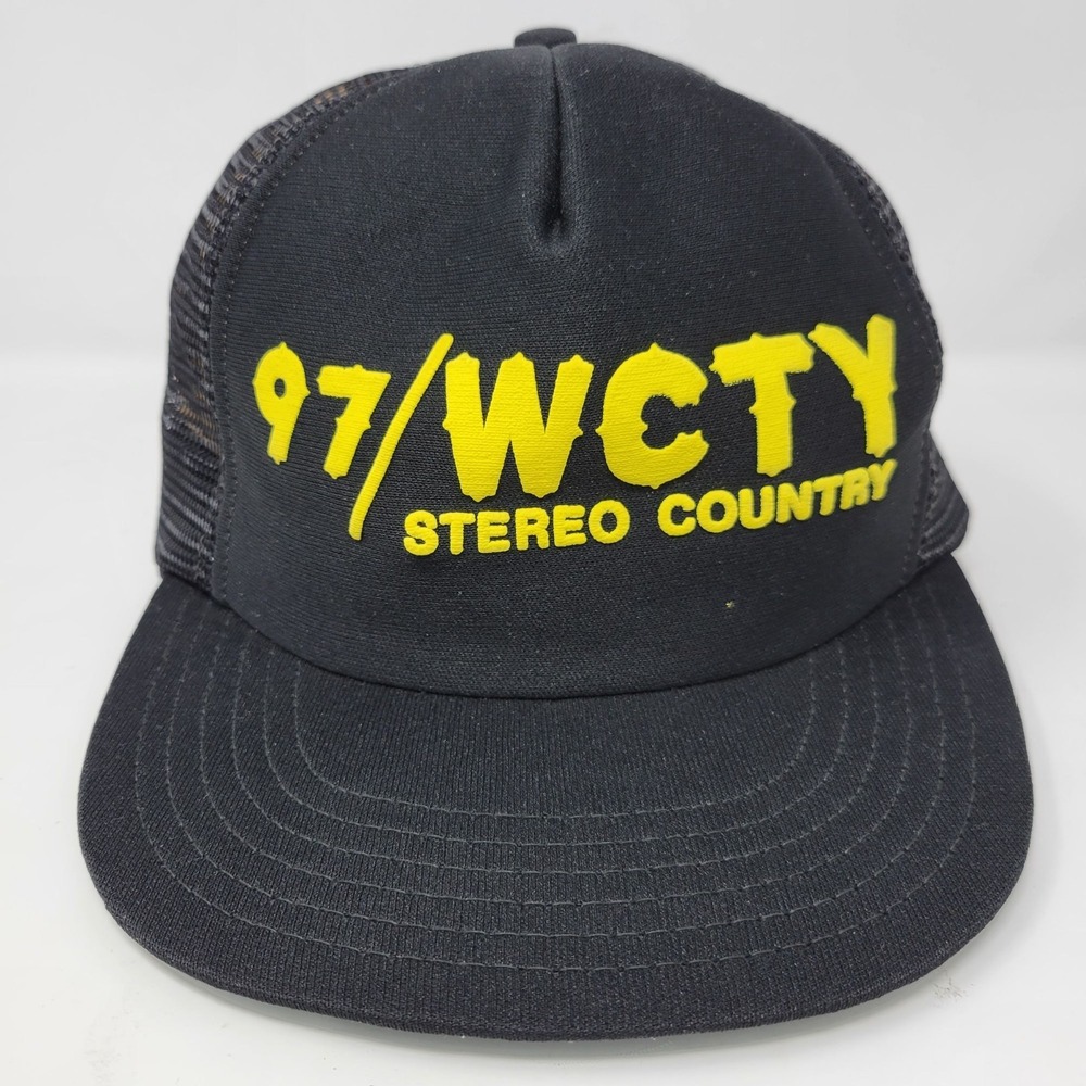 Vintage 97/WCTY Stereo Country Black Trucker Hat Snapback Adjustable‎